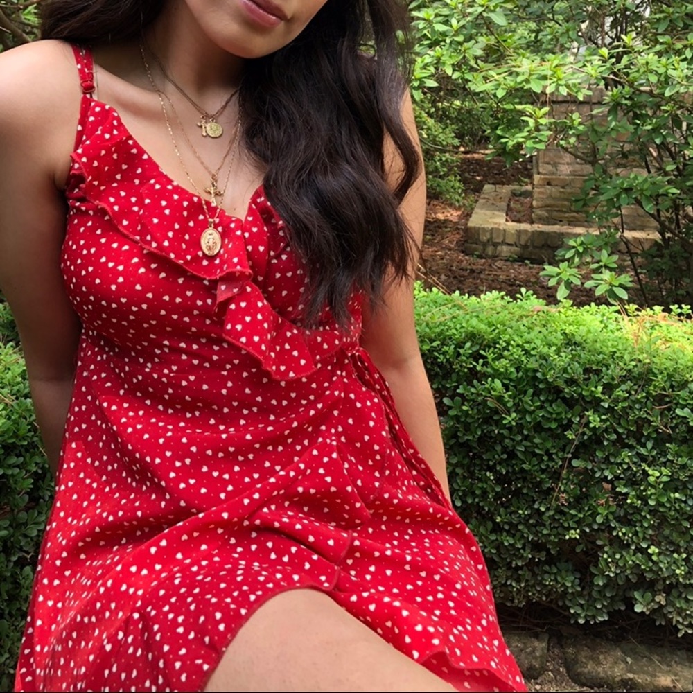 Polkadot White and Red Dress